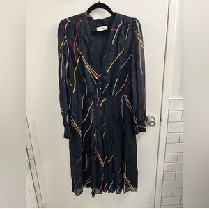 Reiss long sleeved striped midi dress